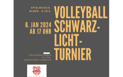 2. Volleyball-Schwarzlichtturnier beim TSV Eldagsen! Anmeldungen sind noch bis zum 01.12.2023 möglich!